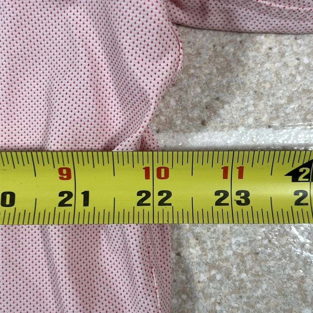 Rhone Commuter Dress Shirt Sz XL Pink Micro Check Performance Stretch Button Up
